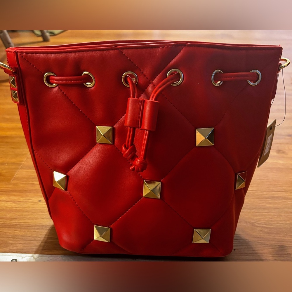 Red Quilted Studded Women's Bag